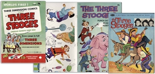 Three Stooges Lot of 3 Books: Coloring Book, 3-D Comic Book From 1953 and Punch-Out Figure Book -- Very Good to Near Fine Condition